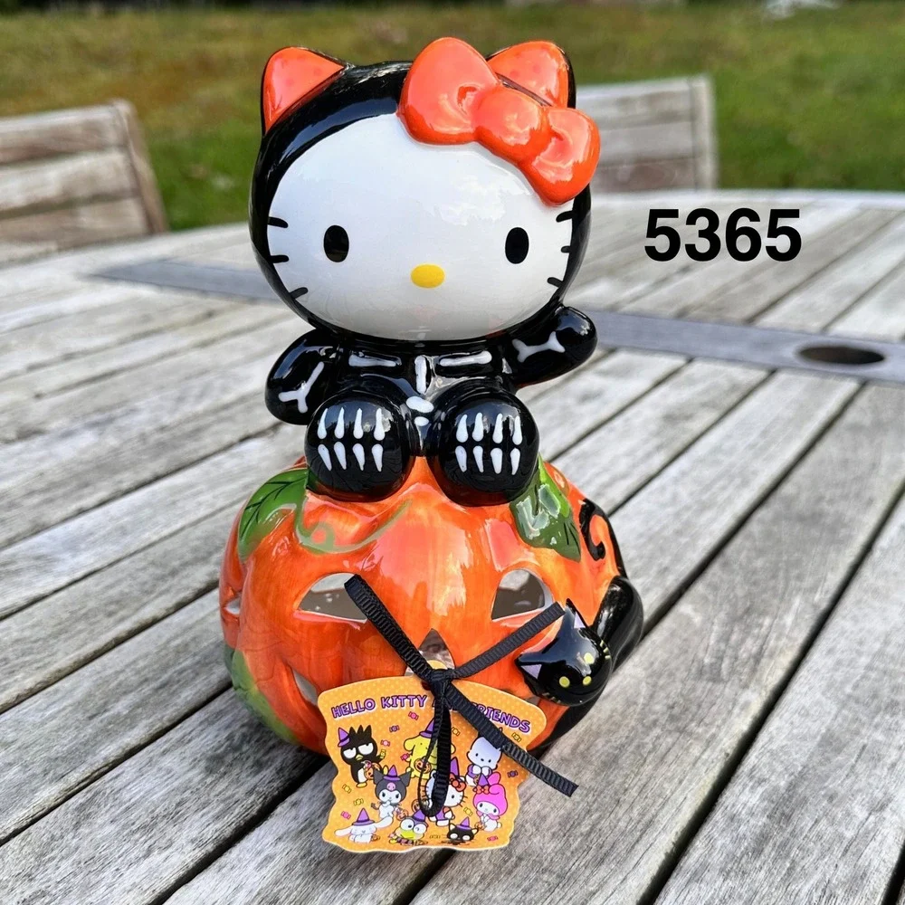Sanrio Hello Kitty Skeleton Pumpkin Ceramic Tea Light Candle Holder Halloween